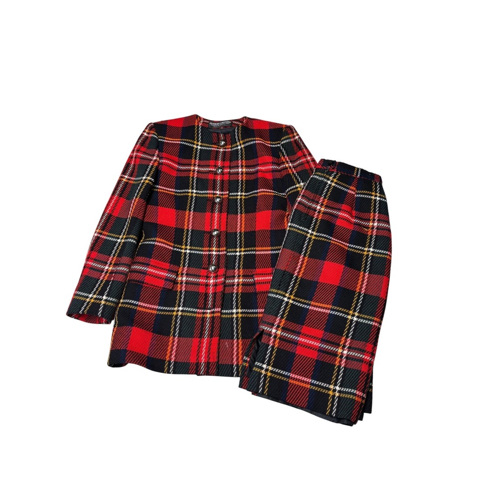 Vintage Herbert Grossman Cynthia Sobel Red Plaid Suit‎ Set Size 8 W26 L24 USA